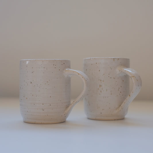 Small Speckled White Mugs