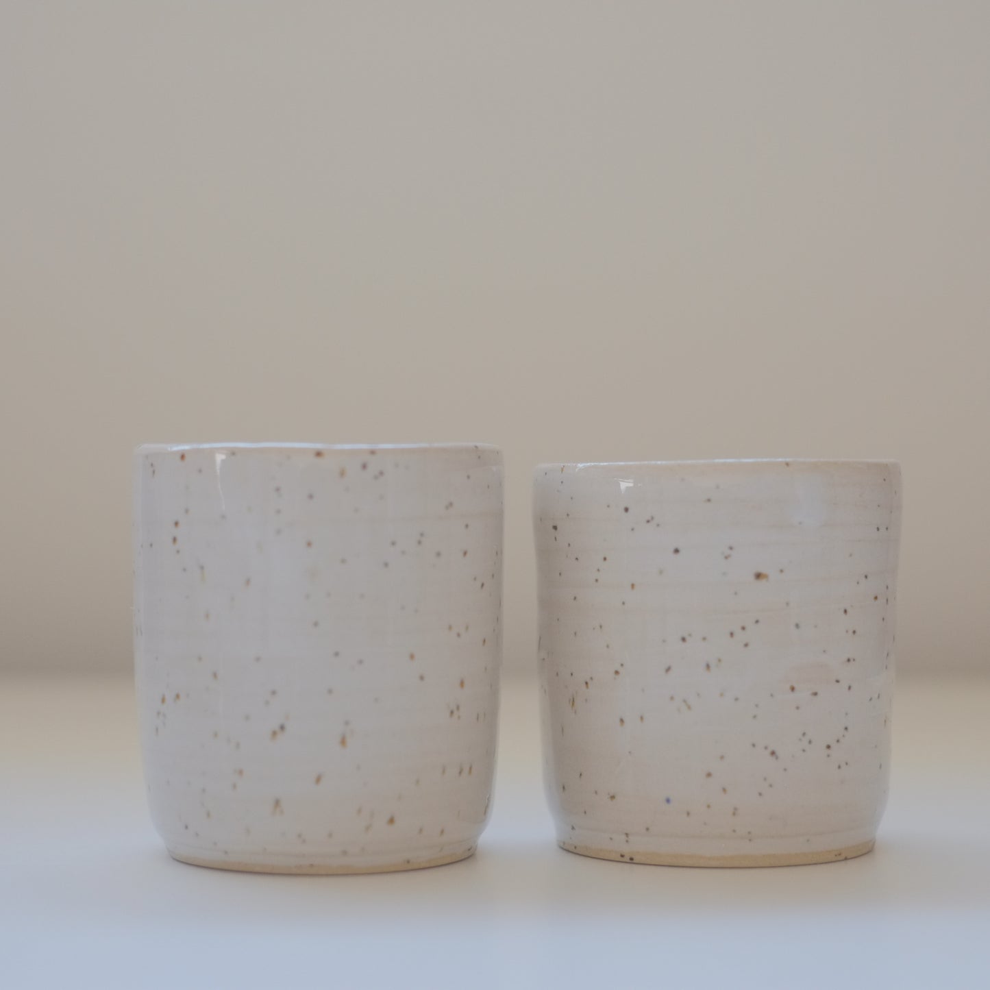 Pair of X-Small Speckled White Tumblers