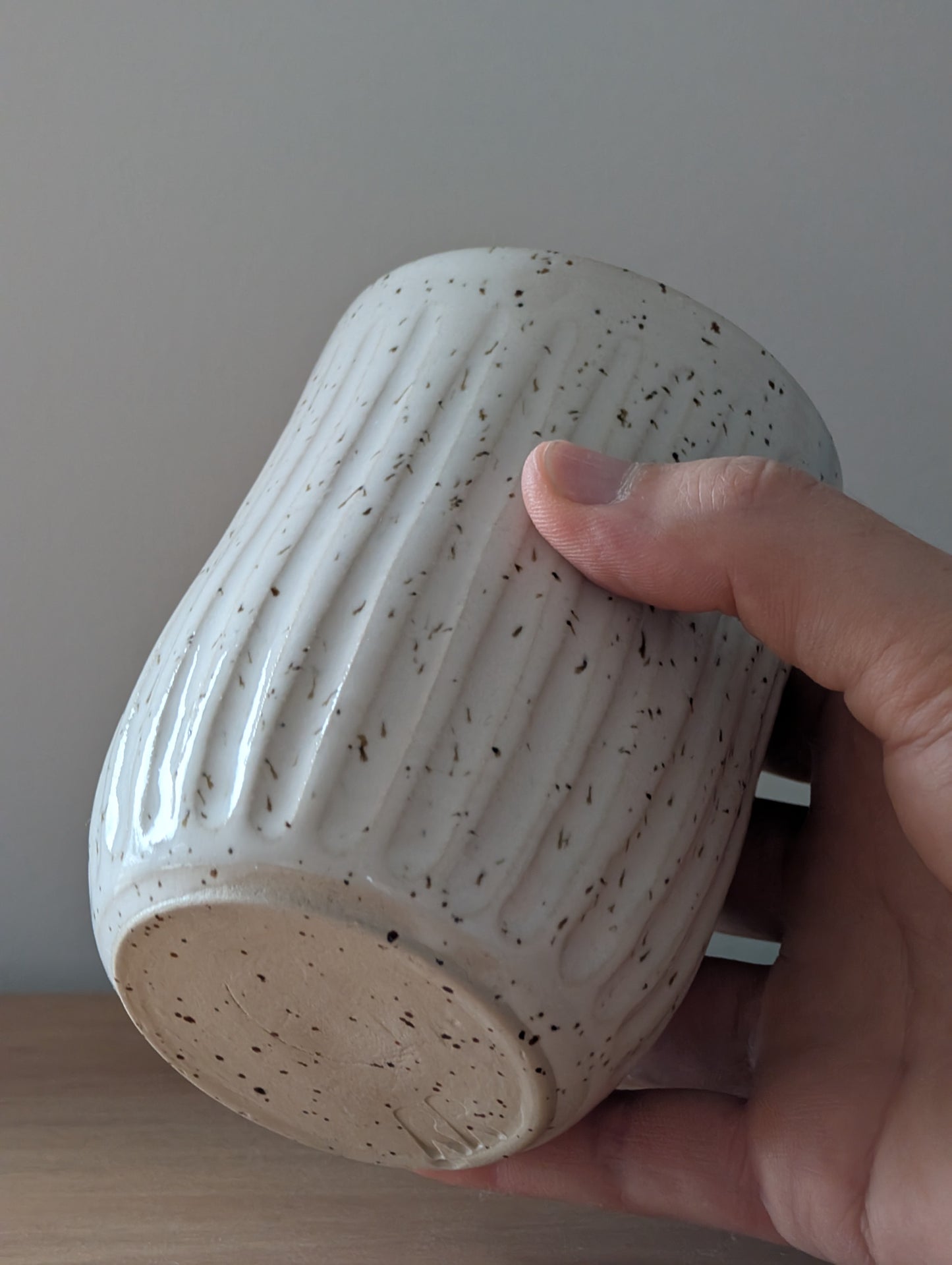 Large Carved Speckled White Tumbler