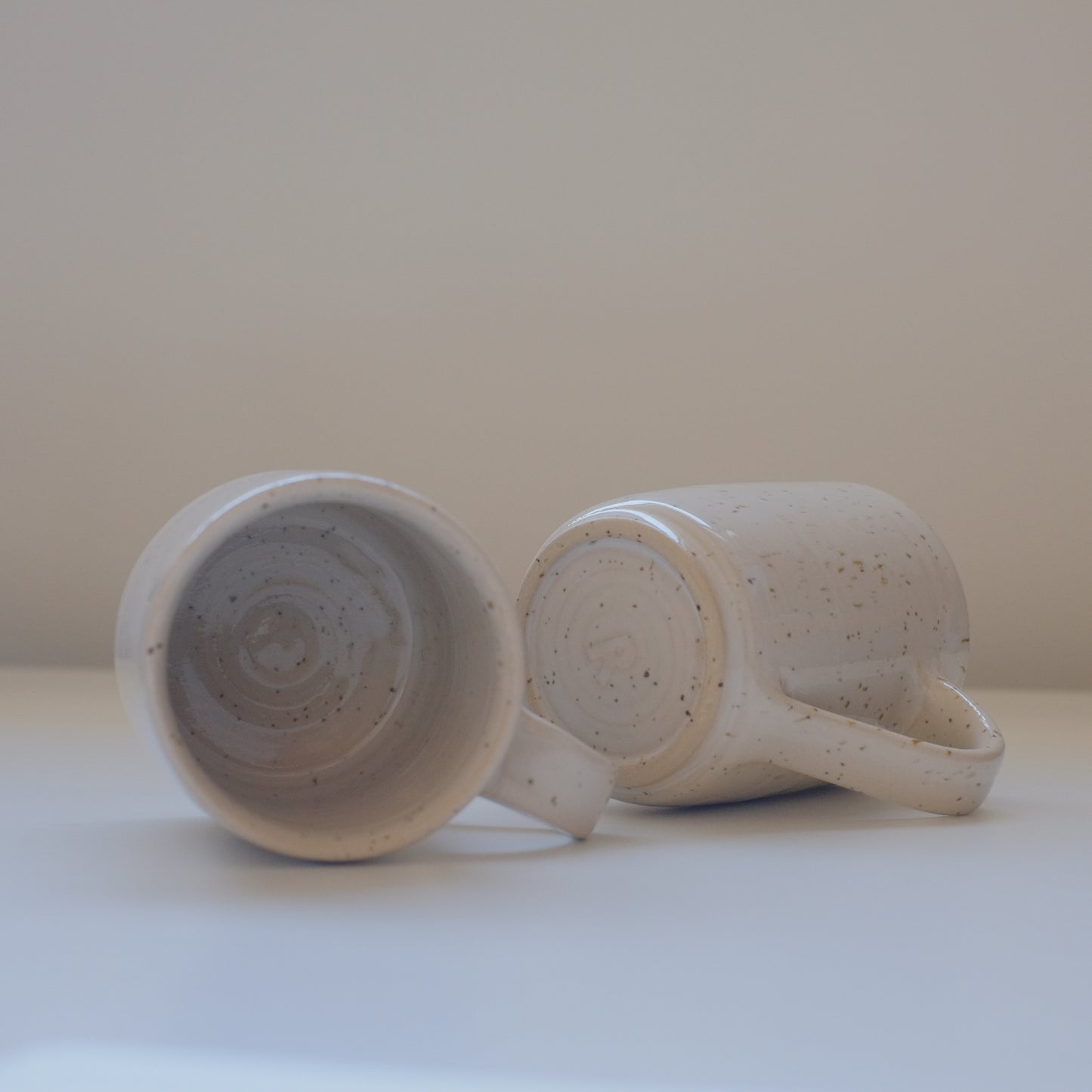 Small Speckled White Mugs