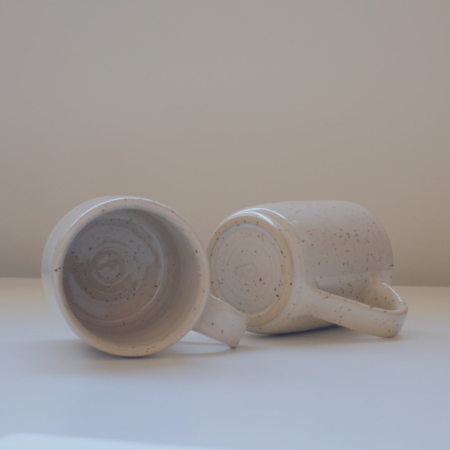 Small Speckled White Mugs