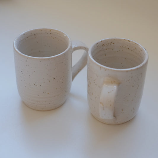 Small Speckled White Mugs