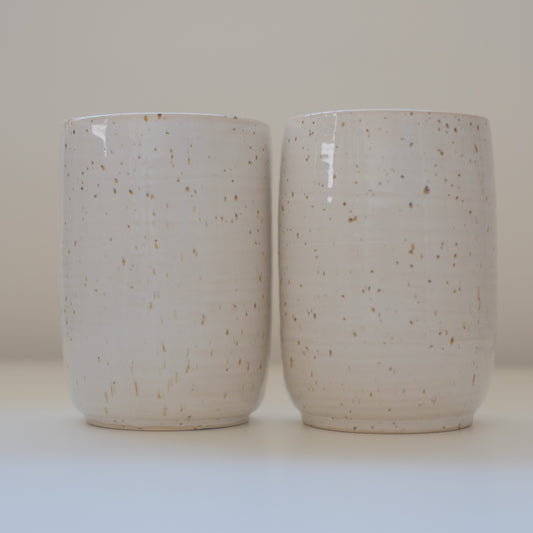 Pair of Speckled White Tumblers
