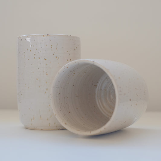 Pair of Speckled White Tumblers