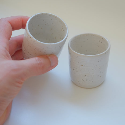 Pair of X-Small Speckled White Tumblers