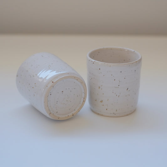 Pair of X-Small Speckled White Tumblers