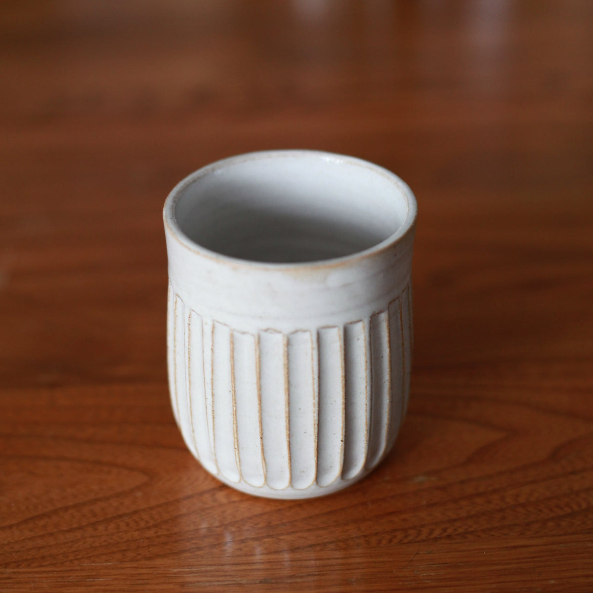 Medium Carved Cream-Coloured Tumbler