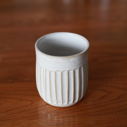 Medium Carved Cream-Coloured Tumbler