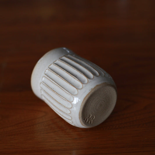 Medium Carved Cream-Coloured Tumbler