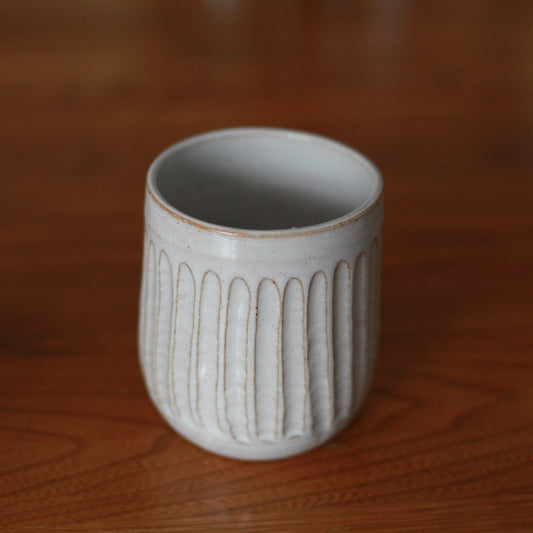 Medium Carved Cream-Coloured Tumbler