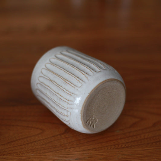 Medium Carved Cream-Coloured Tumbler