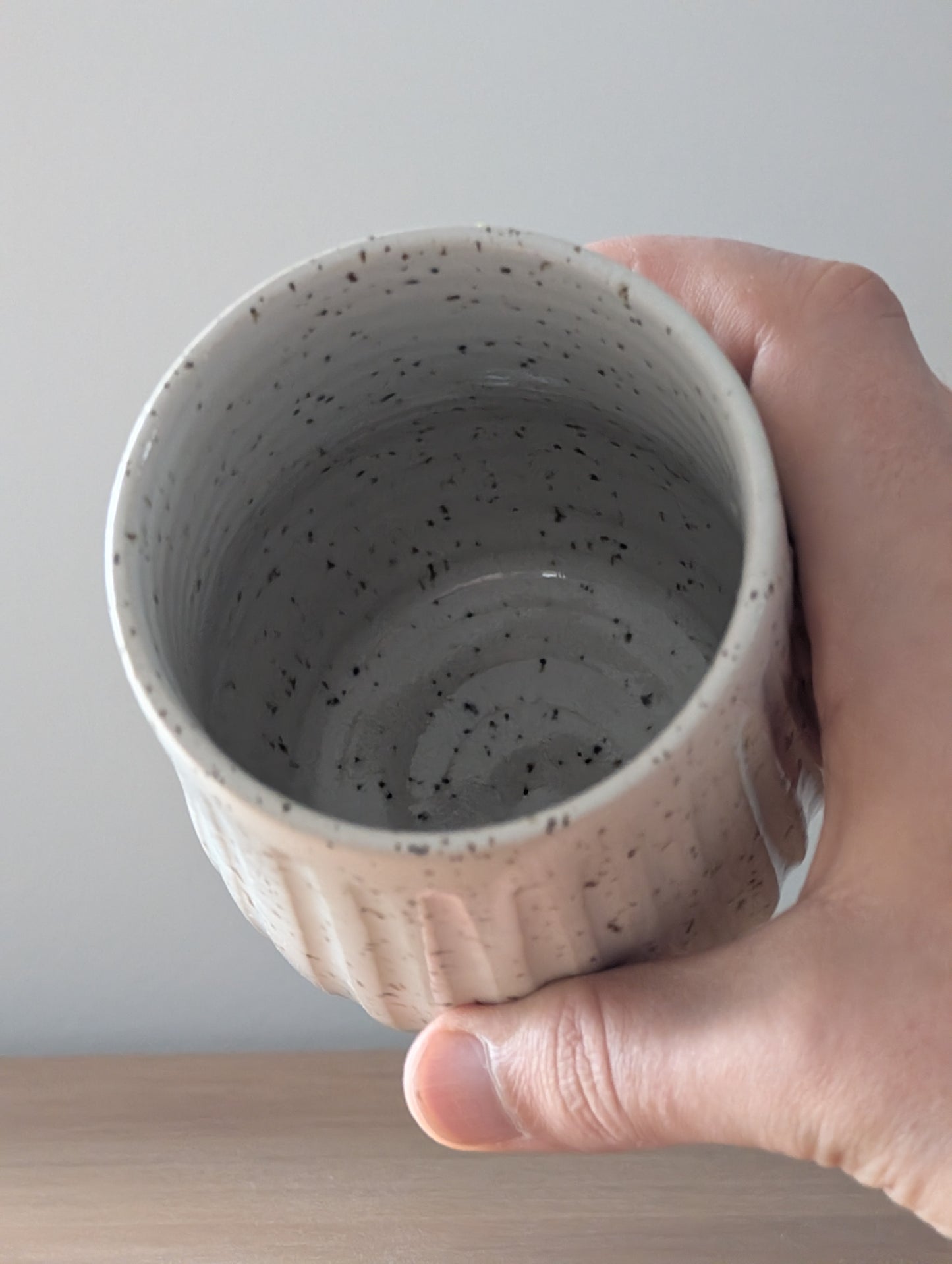 Large Carved Speckled White Tumbler
