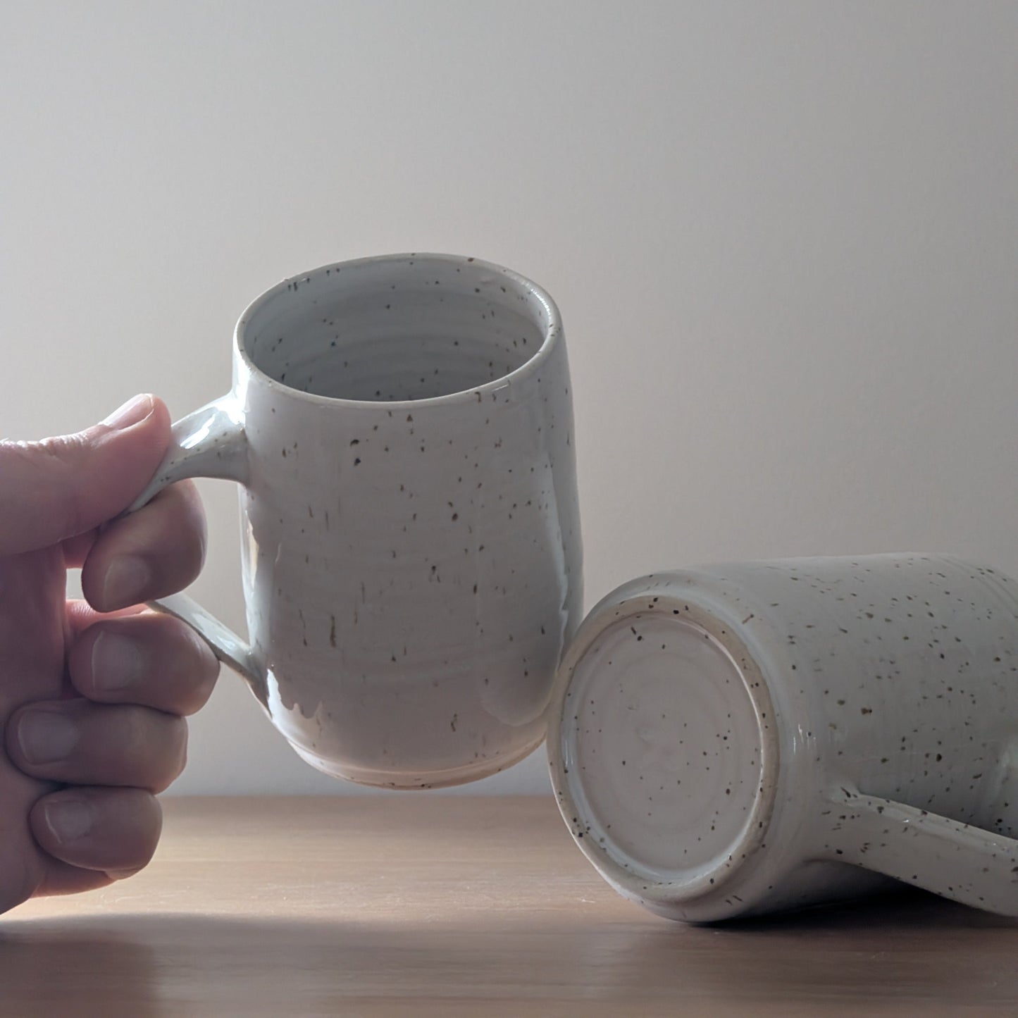 Pair of Medium Speckled White Mugs