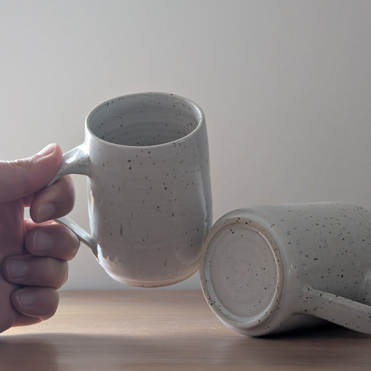 Pair of Medium Speckled White Mugs
